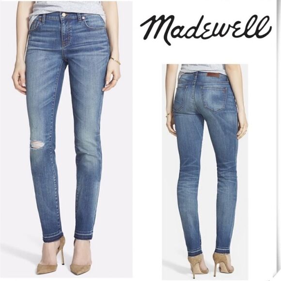 Madewell Alley Straight Mid Rise Raw Hem Jeans - Picture 12 of 13